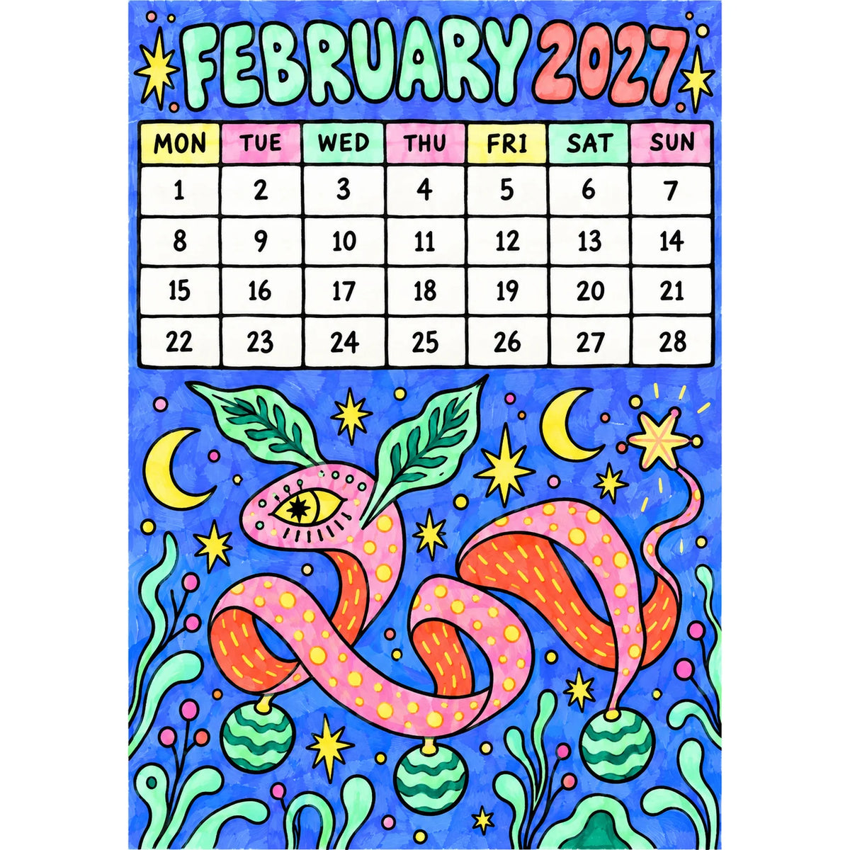 📅🎨2027 Whimsical Art Wall Calendar – 12-Month Fantasy Illustration Calendar🥳