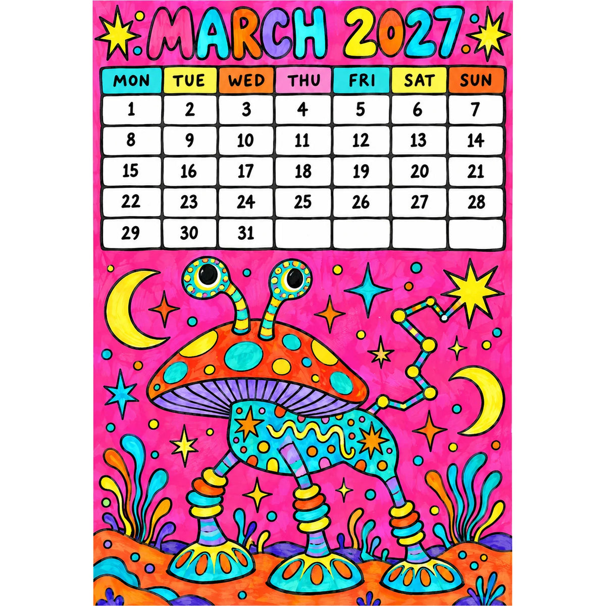 📅🎨2027 Whimsical Art Wall Calendar – 12-Month Fantasy Illustration Calendar🥳