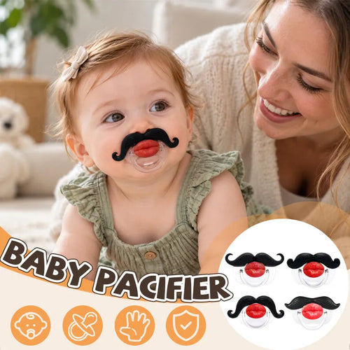 Red Lips and Mustache Baby Pacifier