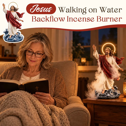 🕊️ Jesus Walking On Water Backflow Incense Burner – Spiritual Prayer Table Decor