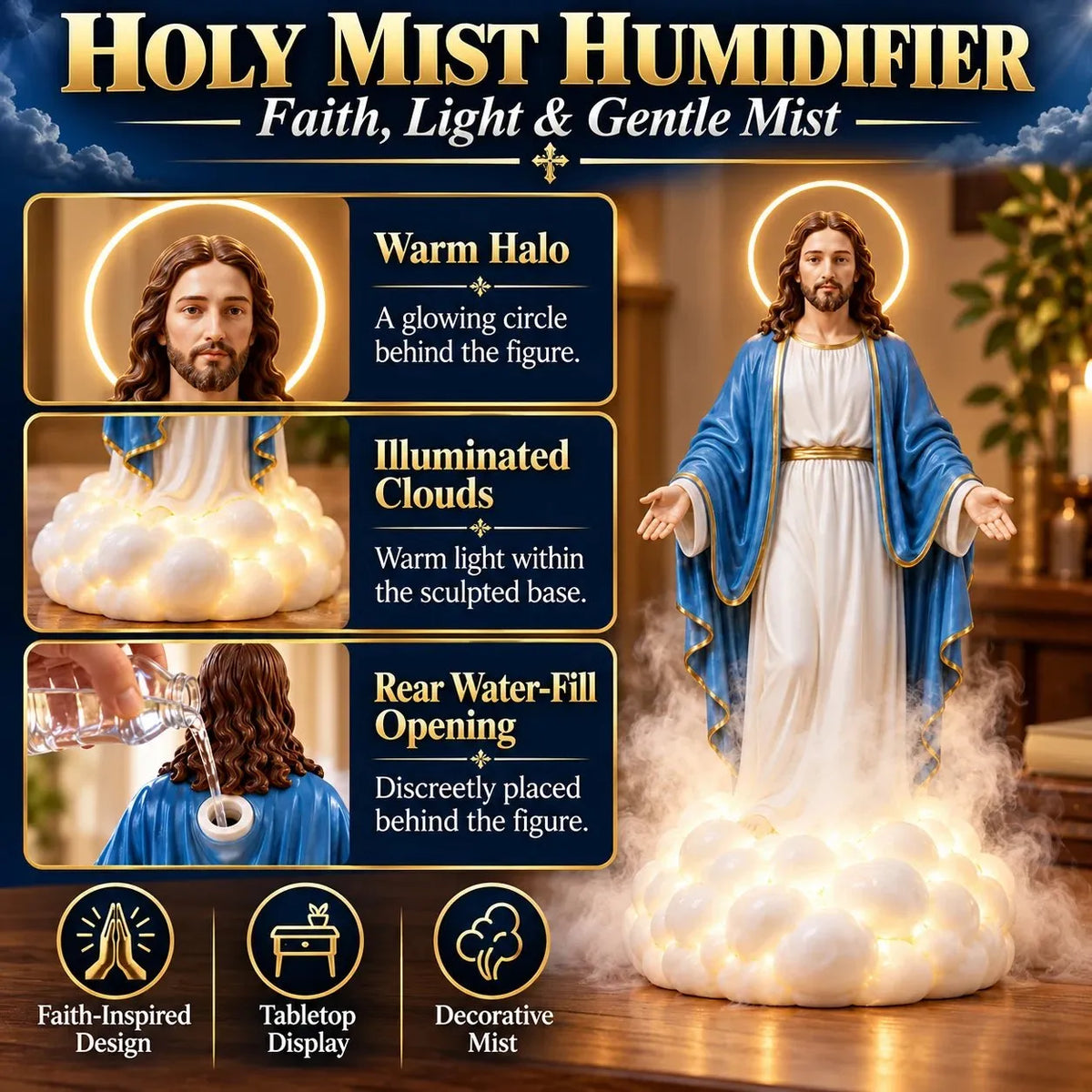 ✝️ Holy Mist Humidifier —  Daytime Décor, Evening Glow☁️💛