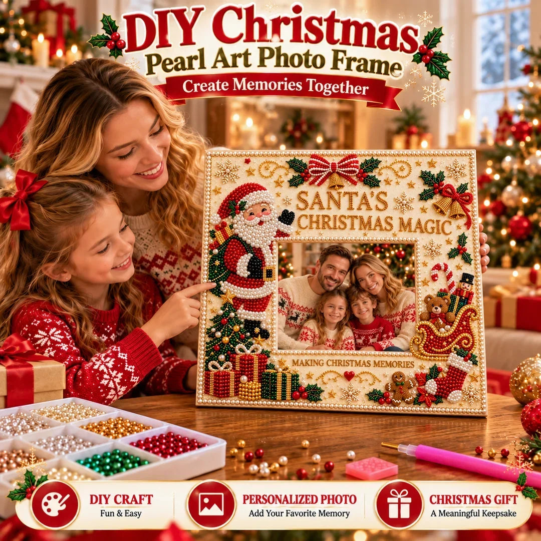 🎄🌟 DIY Christmas Pearl Art Photo Frame – Create Memories Together🌟