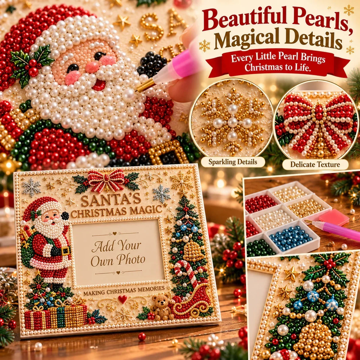 🎄🌟 DIY Christmas Pearl Art Photo Frame – Create Memories Together🌟