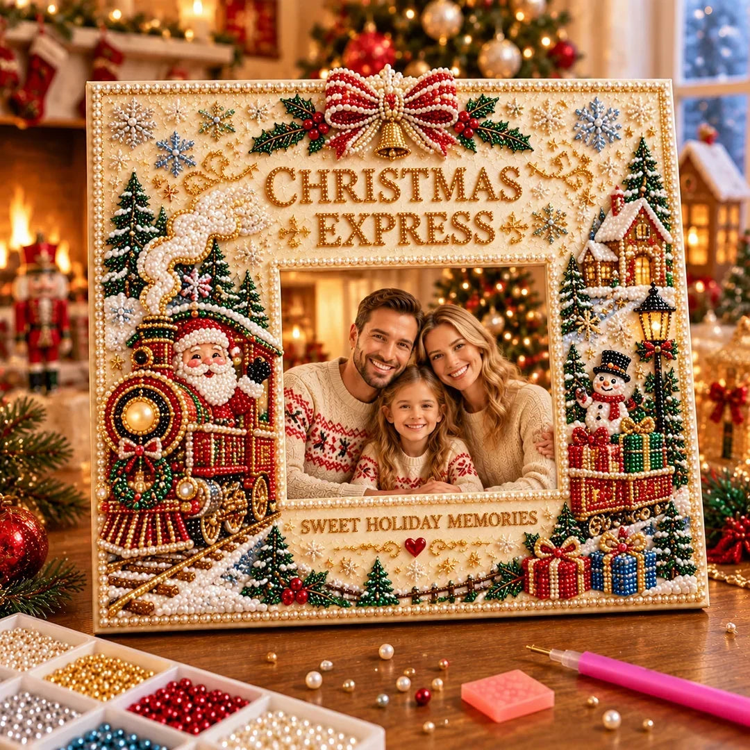 🎄🌟 DIY Christmas Pearl Art Photo Frame – Create Memories Together🌟