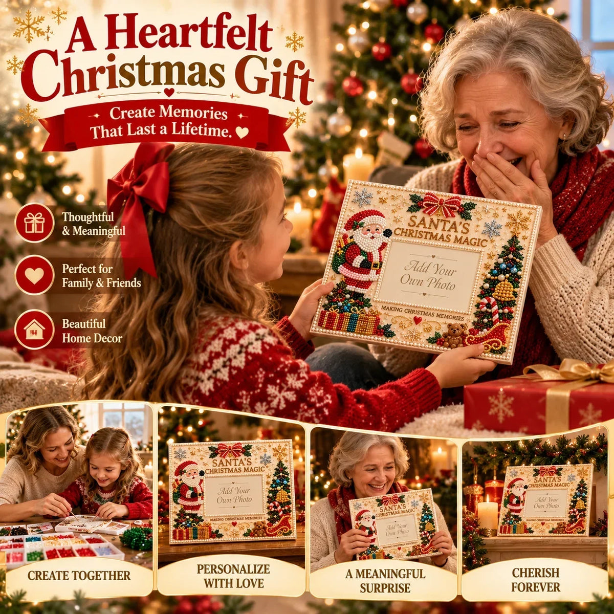 🎄🌟 DIY Christmas Pearl Art Photo Frame – Create Memories Together🌟