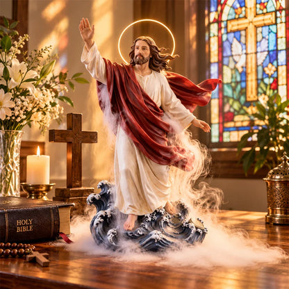 🕊️ Jesus Walking On Water Backflow Incense Burner – Spiritual Prayer Table Decor