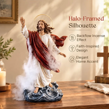 🕊️ Jesus Walking On Water Backflow Incense Burner – Spiritual Prayer Table Decor