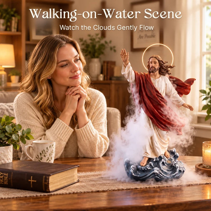 🕊️ Jesus Walking On Water Backflow Incense Burner – Spiritual Prayer Table Decor
