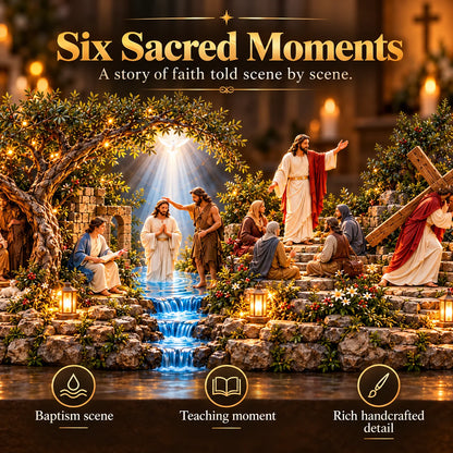 📌✝️ The Journey of Jesus™ – Lighted 3D Biblical Story Centerpiece | Six Sacred Moments of Faith✨