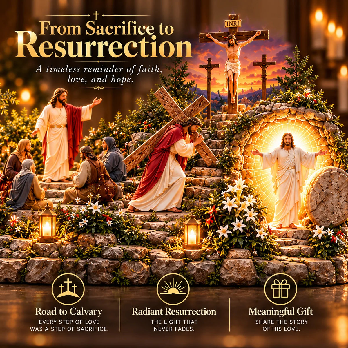 📌✝️ The Journey of Jesus™ – Lighted 3D Biblical Story Centerpiece | Six Sacred Moments of Faith✨