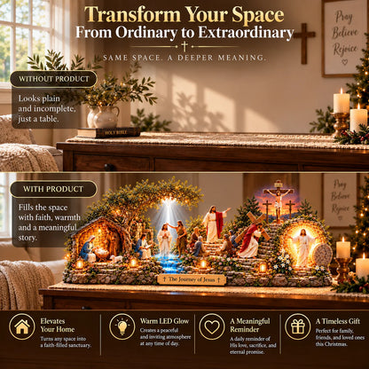 📌✝️ The Journey of Jesus™ – Lighted 3D Biblical Story Centerpiece | Six Sacred Moments of Faith✨