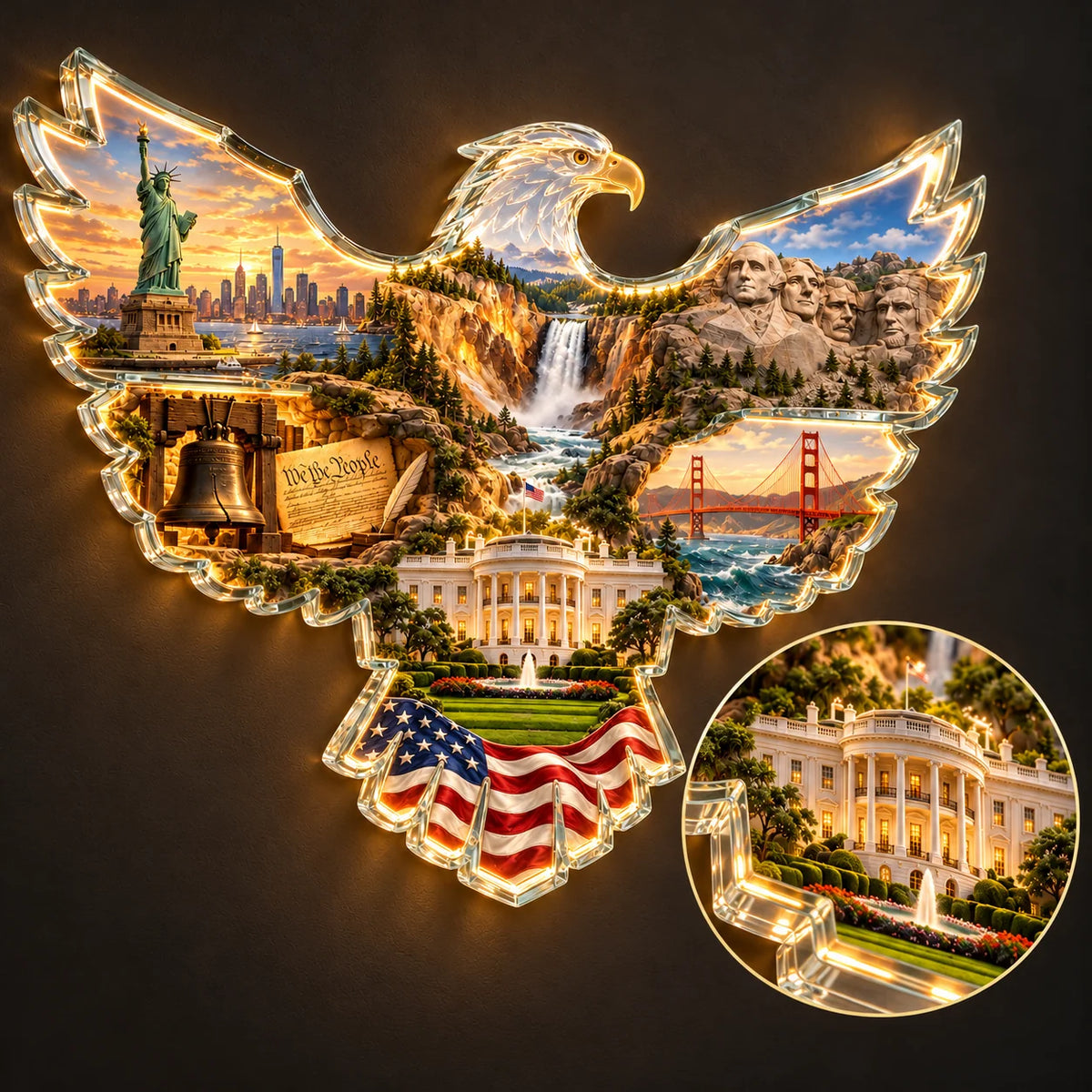 📌🦅🇺🇸 American Heritage™ Lighted Eagle Wall Art ✨