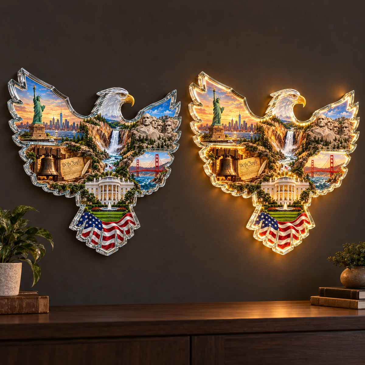 📌🦅🇺🇸 American Heritage™ Lighted Eagle Wall Art ✨