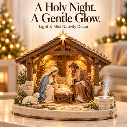 ✨ Bethlehem Holy Night – Light-Up Nativity Scene with Gentle Mist 🎄