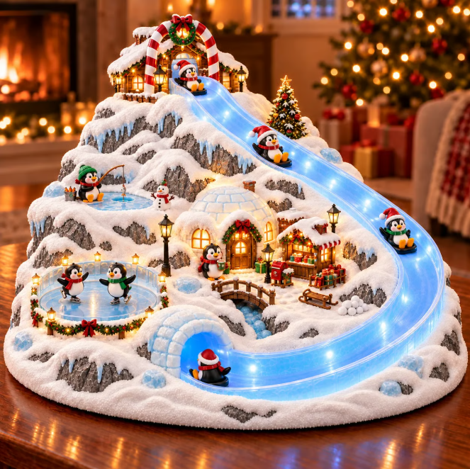 🐧❄️ Pinguin-Weihnachtsrutschendorf – Animierte Pinguine & leuchtendes Winterwunderland 🎄✨