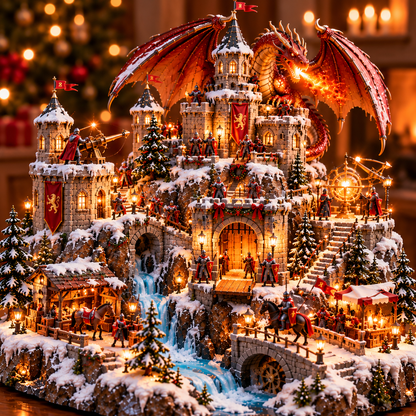 🐉🏰 Dragon Kingdom Christmas Castle™ – Lighted Medieval Winter Fantasy Village