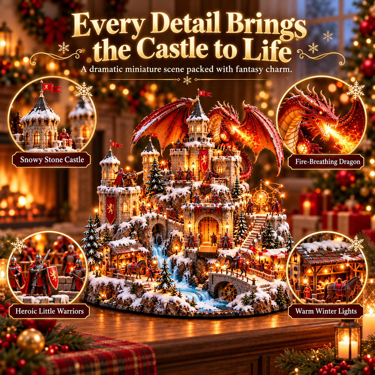 🐉🏰 Dragon Kingdom Christmas Castle™ – Lighted Medieval Winter Fantasy Village