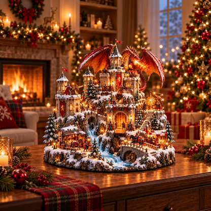 🐉🏰 Dragon Kingdom Christmas Castle™ – Lighted Medieval Winter Fantasy Village