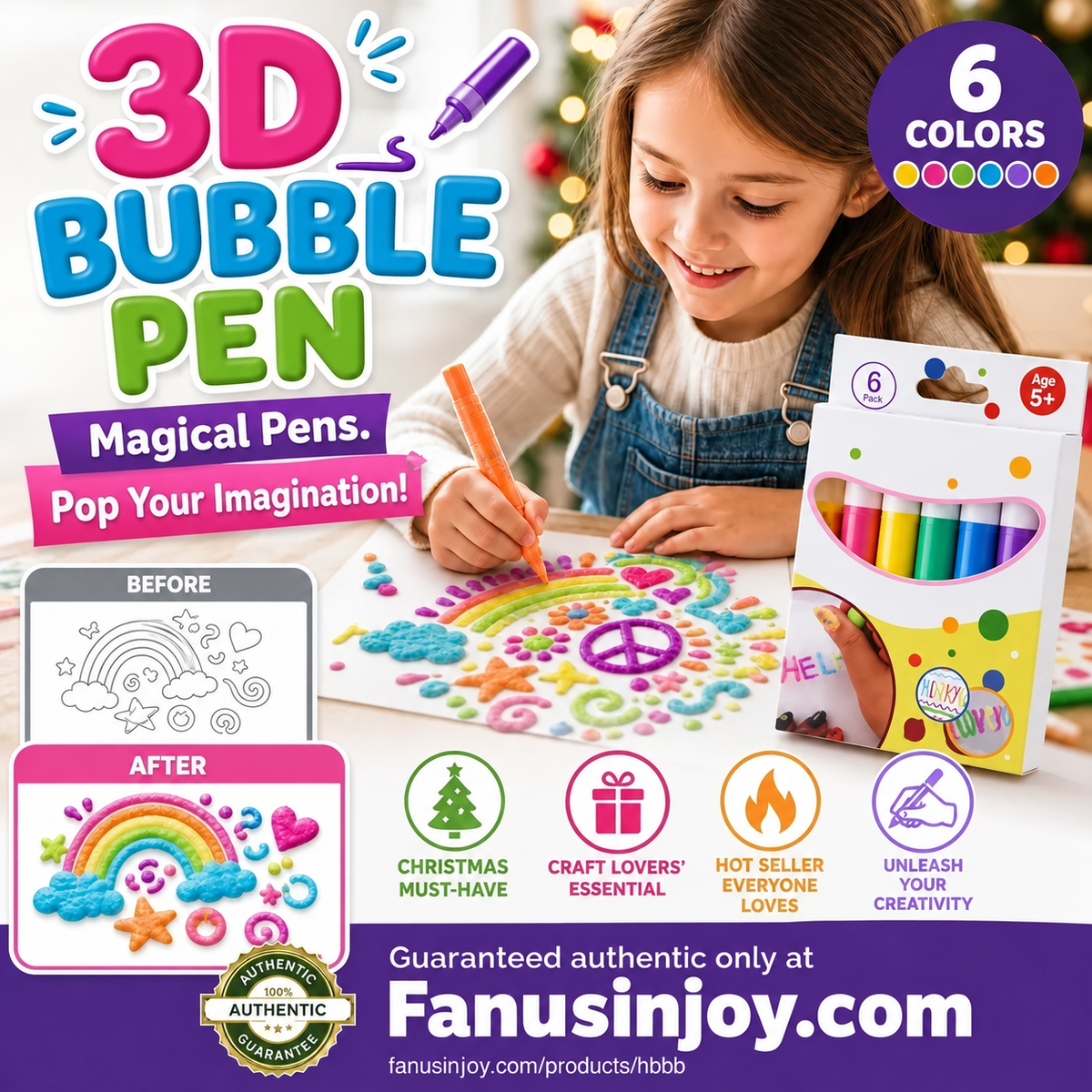 📌🔮Magic Pen – Draw 3D with one stroke!🎄 DIY Bubble Popcorn Drawing Pens& Buy 1 Get 1 Free 🔥🎁