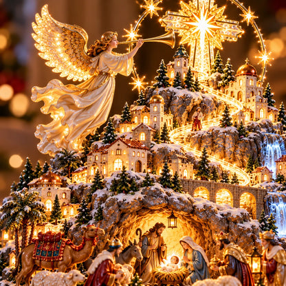 ✨ Where Bethlehem Glows | Illuminated Nativity Mountain Scene