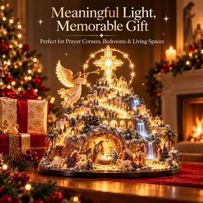 ✨ Where Bethlehem Glows | Illuminated Nativity Mountain Scene