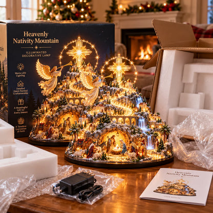 ✨ Where Bethlehem Glows | Illuminated Nativity Mountain Scene