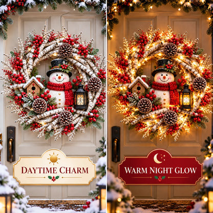 🌟🔥 Snowy Birch Cardinal Wreath™ – Lighted Christmas Door Wreath with Paired Red Cardinals, Berries & Pinecones ❤️🎄✨