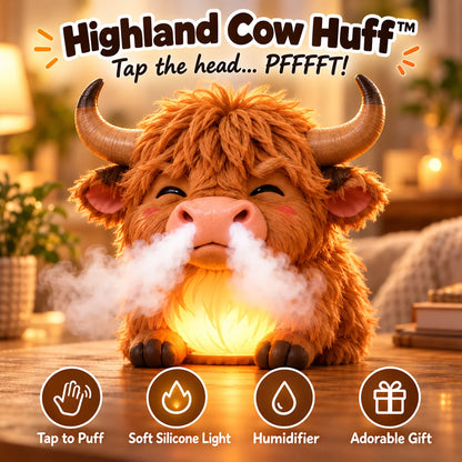 Highland Cow Huff™ – Tap-to-Puff Humidifier & Colorful Night Light