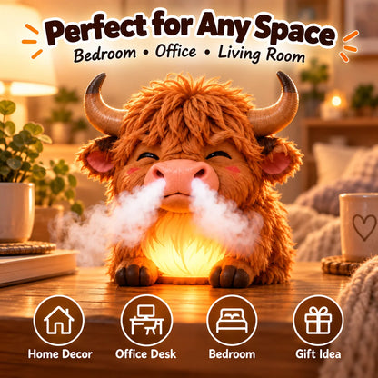 🐮 Highland Cow Huff™ – Tap-to-Puff Humidifier & Colorful Night Light ✨🎁