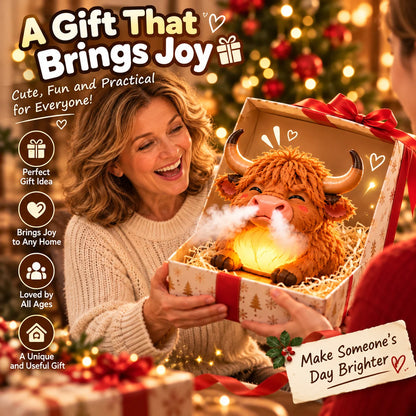 ⭐🐮 Highland Cow Huff™ – Tap-to-Puff Humidifier & Colorful Night Light