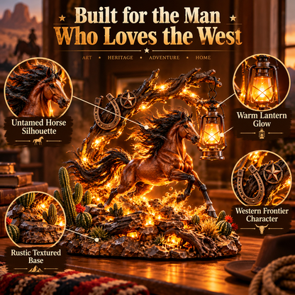 Wild Spirit Mustang Lantern™ – Lighted Western Horse Sculpture