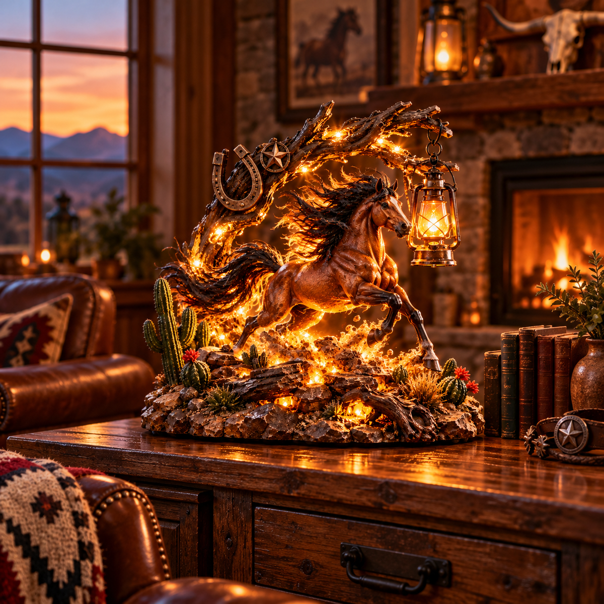 Wild Spirit Mustang Lantern™ – Lighted Western Horse Sculpture