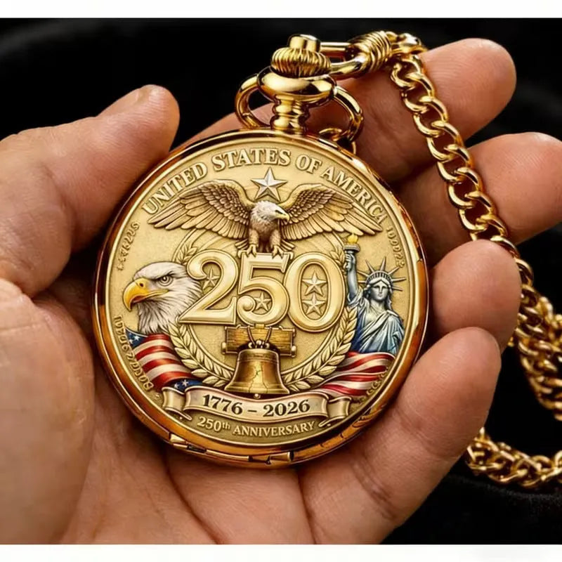 America 250th Anniversary Commemorative Pocket Watch — 1776-2026🥳