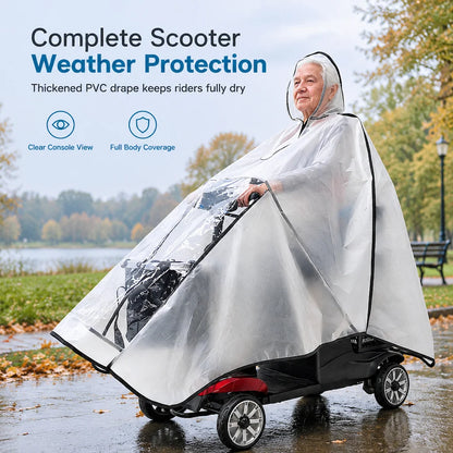 Thickened Extra Large Waterproof PVC Cover and Poncho for Senior Mobility Scooters and Four Wheel Electric Vehicles