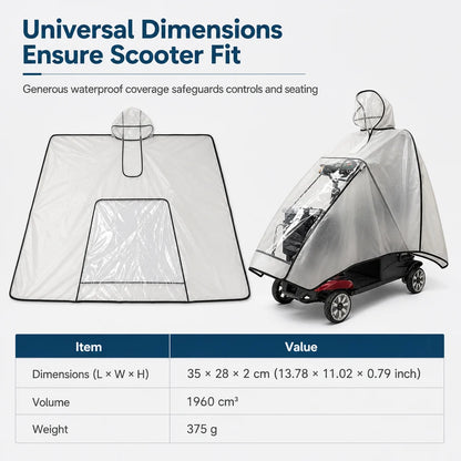 Thickened Extra Large Waterproof PVC Cover and Poncho for Senior Mobility Scooters and Four Wheel Electric Vehicles