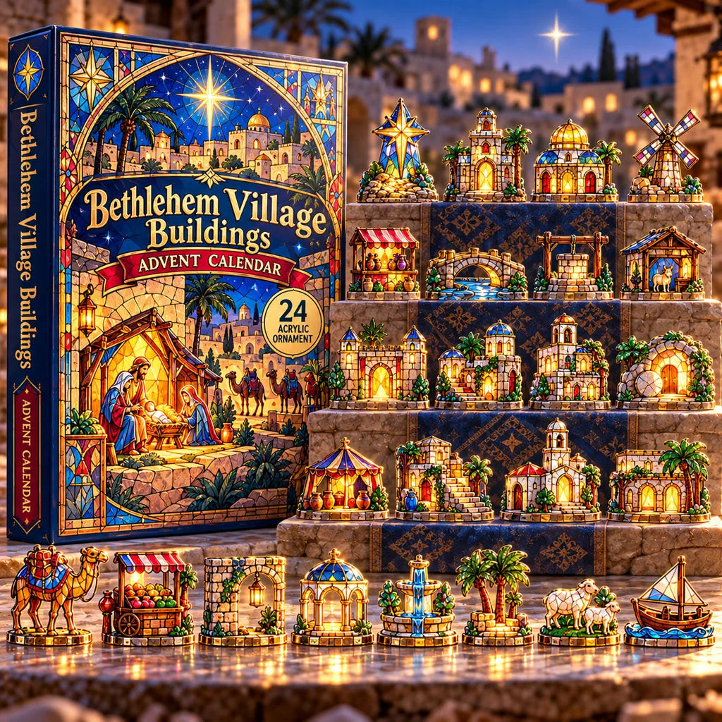 CHRISTMAS KICKOFF 49% OFF - Bethlehem Village Buildings Advent Calendar 2026 - 24-Day Festive Countdown, Acrylic Charms Blind Box - Gift For Family, Friends AC0HA565
