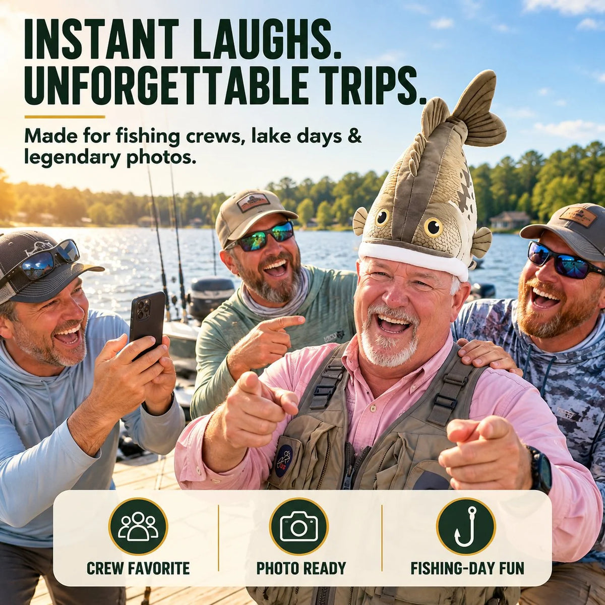 📌Last day 49% OFF🐟 Funny 3D Fish Hat — Funny Fishing Gift for Anglers, Lake Days & Parties