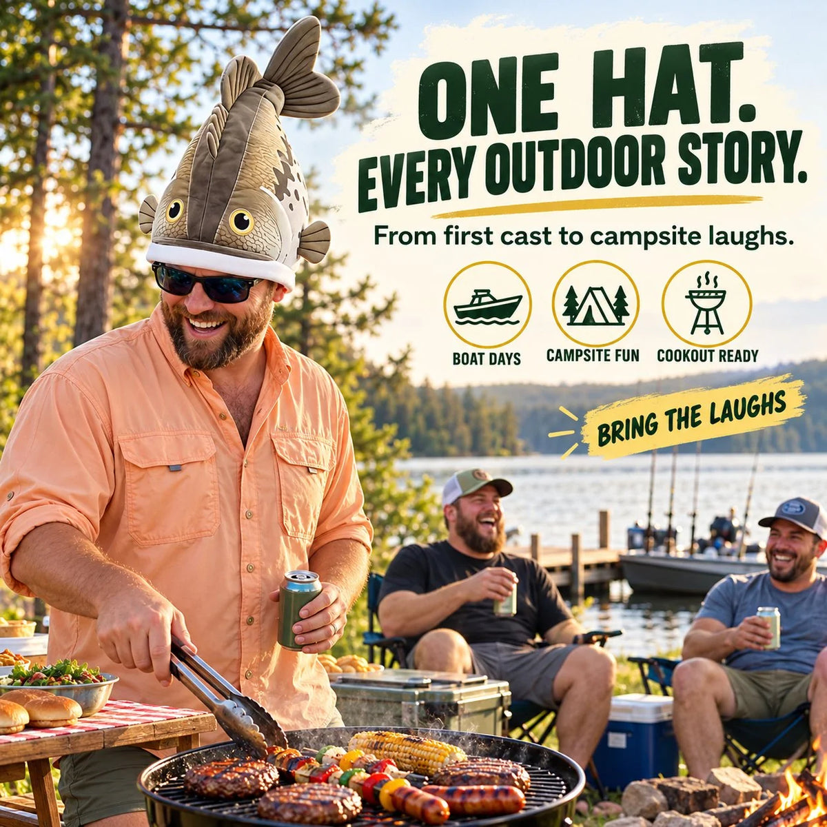 📌Last day 49% OFF🐟 Funny 3D Fish Hat — Funny Fishing Gift for Anglers, Lake Days & Parties