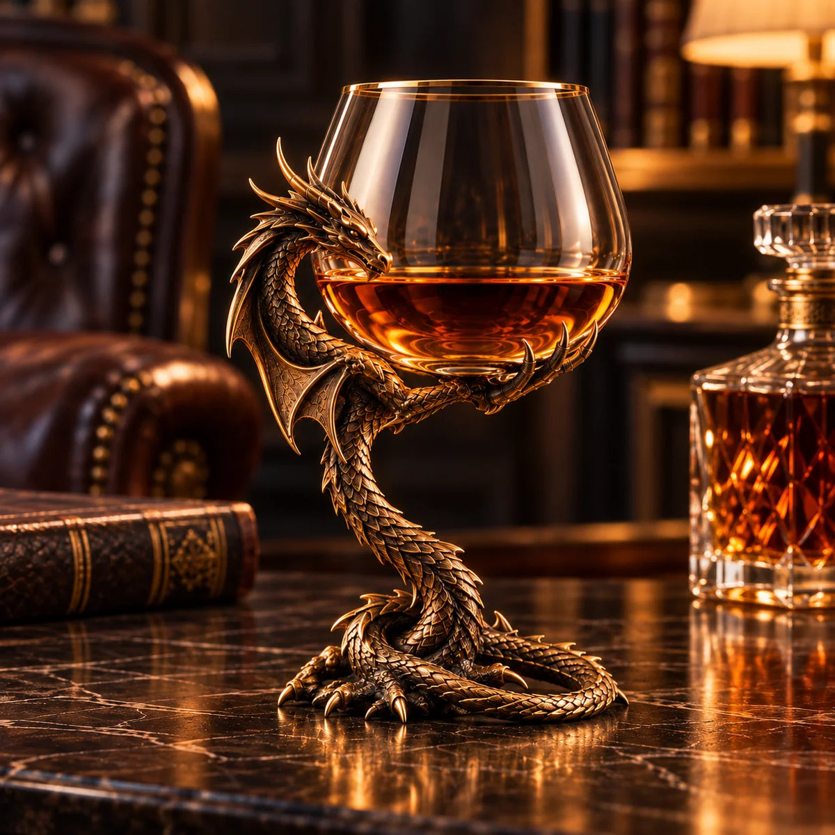 🐉 Dragon’s Embrace™ – Sculptural Brandy Glass with Dragon Claw Stand