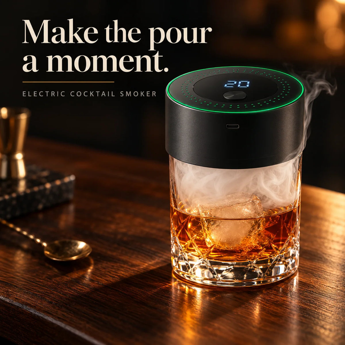 ⭐🥃 Electric Whiskey Smoker Kit — Rechargeable, No Butane⭐