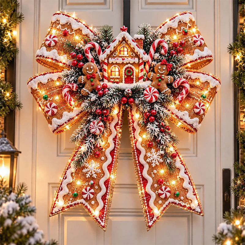 📌🎄 Christmas Magic Bow Door Hangers – Oversized Light-Up Holiday Bows in 6 Festive Styles🎀