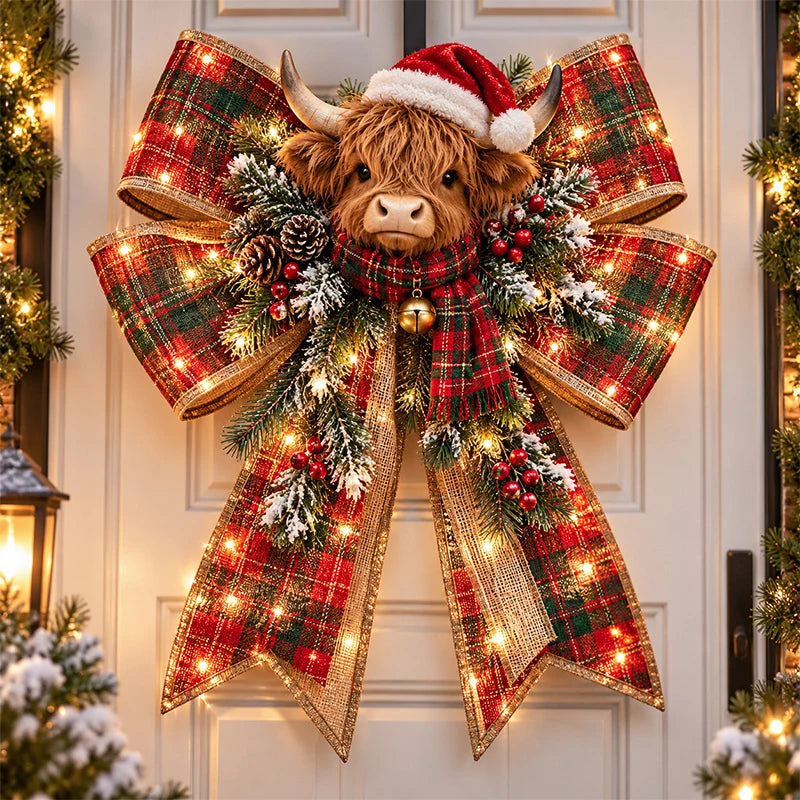 🌞 Christmas Magic Bow Door Hangers – Oversized Light-Up Holiday Bows in 6 Festive Styles 🎀🎄