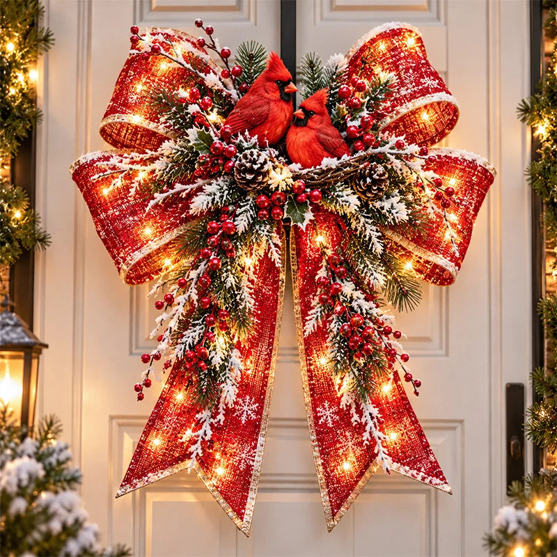🌞 Christmas Magic Bow Door Hangers – Oversized Light-Up Holiday Bows in 6 Festive Styles 🎀🎄