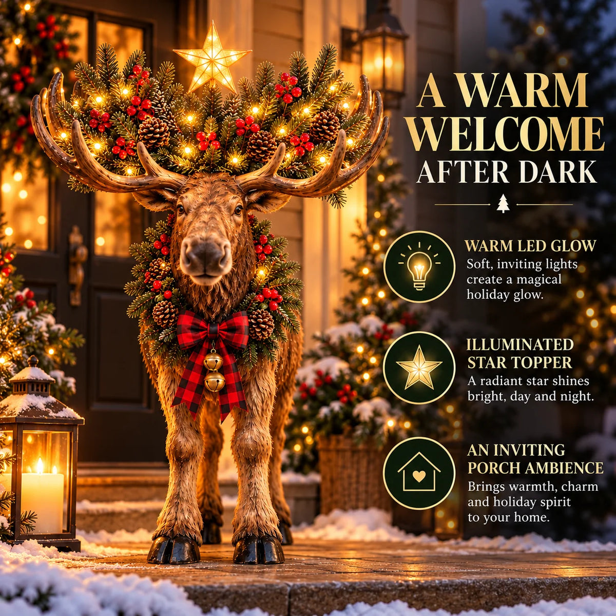 🎄 Woodland Christmas Moose™ – Lighted Holiday Decor🥳