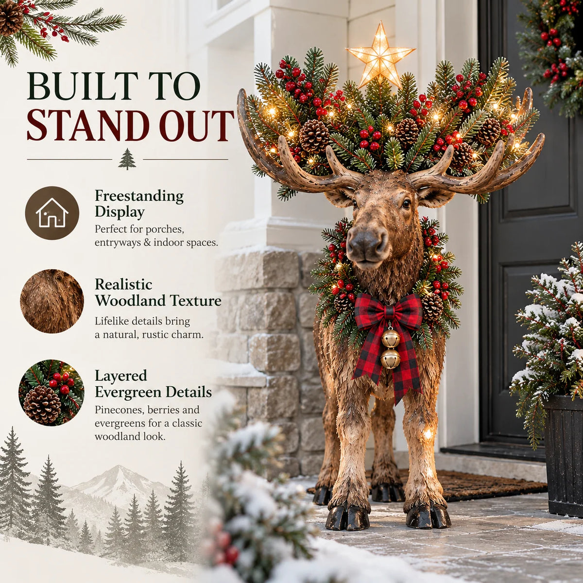 🎄 Woodland Christmas Moose™ – Lighted Holiday Decor🥳