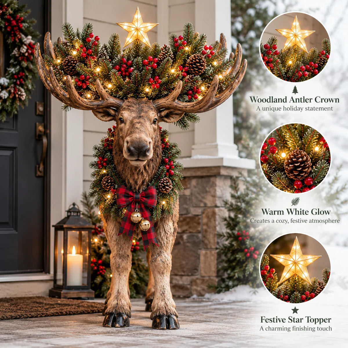 🎄 Woodland Christmas Moose™ – Lighted Holiday Decor🥳