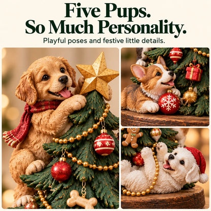 🌞 Christmas Puppy Party – Dog Christmas Tree Figurine