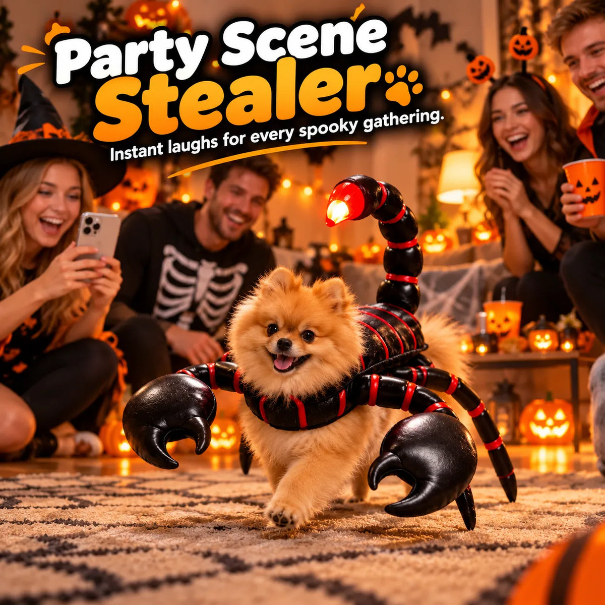 🦂LED Glowing 3D Scorpion Pet Costume | Light-Up Animal Dress-Up Outfit for Small Dogs & Cats