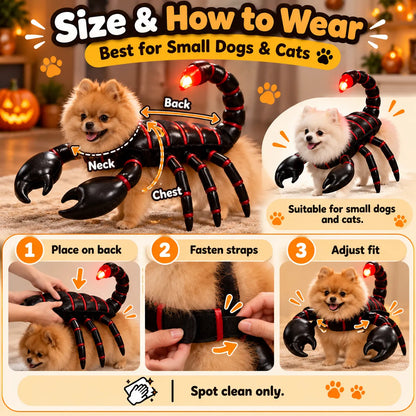 🦂LED Glowing 3D Scorpion Pet Costume | Light-Up Animal Dress-Up Outfit for Small Dogs & Cats