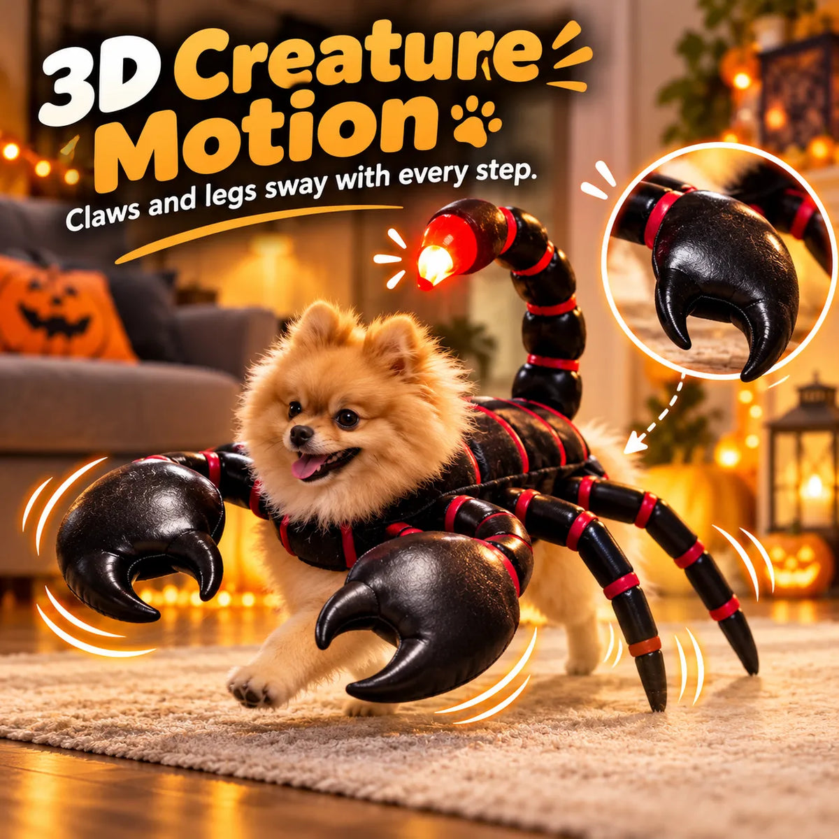 🦂LED Glowing 3D Scorpion Pet Costume | Light-Up Animal Dress-Up Outfit for Small Dogs & Cats